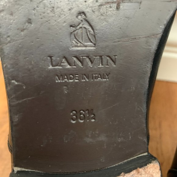 LANVIN Authentic Womens Size 36.5 Black Leather Laceless Oxfords - Picture 13 of 15